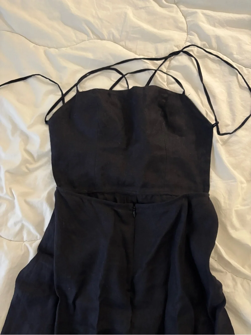 Black Strappy Reformation Linen  Maxi Dress